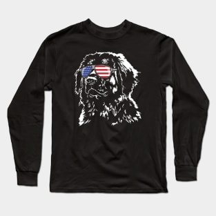 Leonberger American Flag sunglasses patriotic dog Long Sleeve T-Shirt